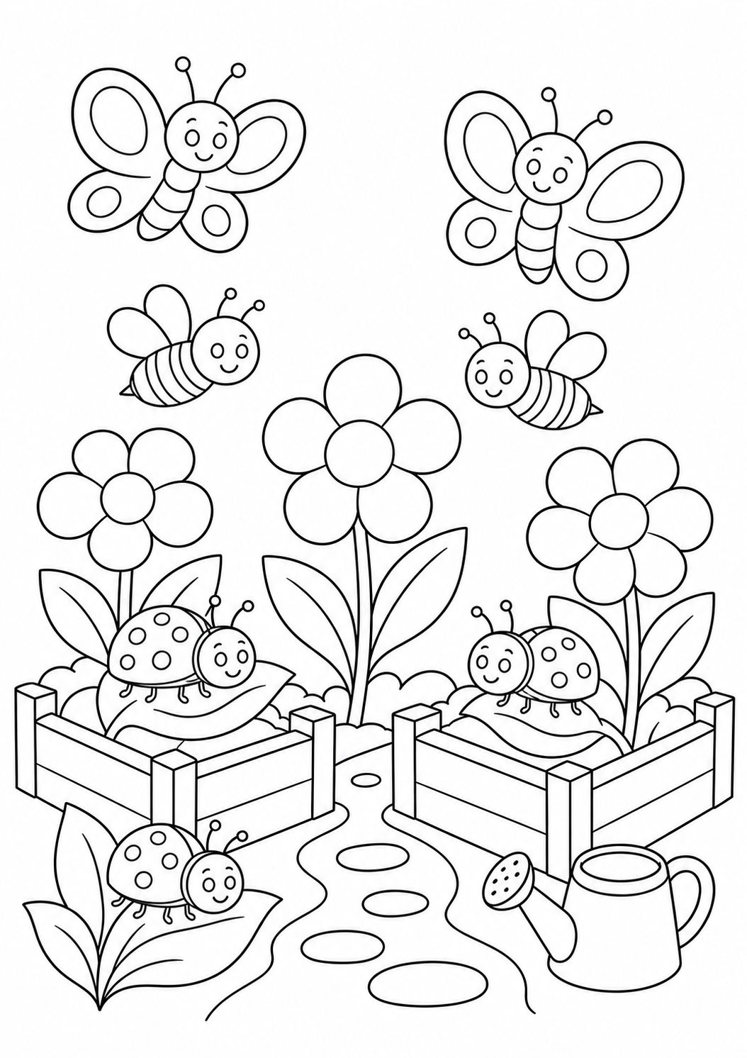Jardin partagé: Coloriage — Facile — aperçu de la ressource imprimable
