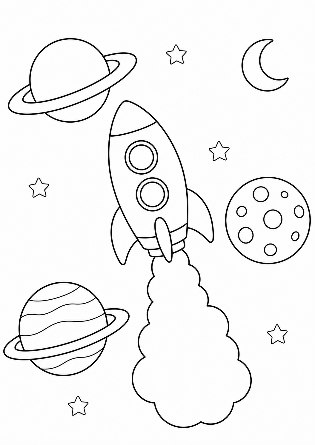 Aventure spatiale: Coloriage — Facile — aperçu de la ressource imprimable